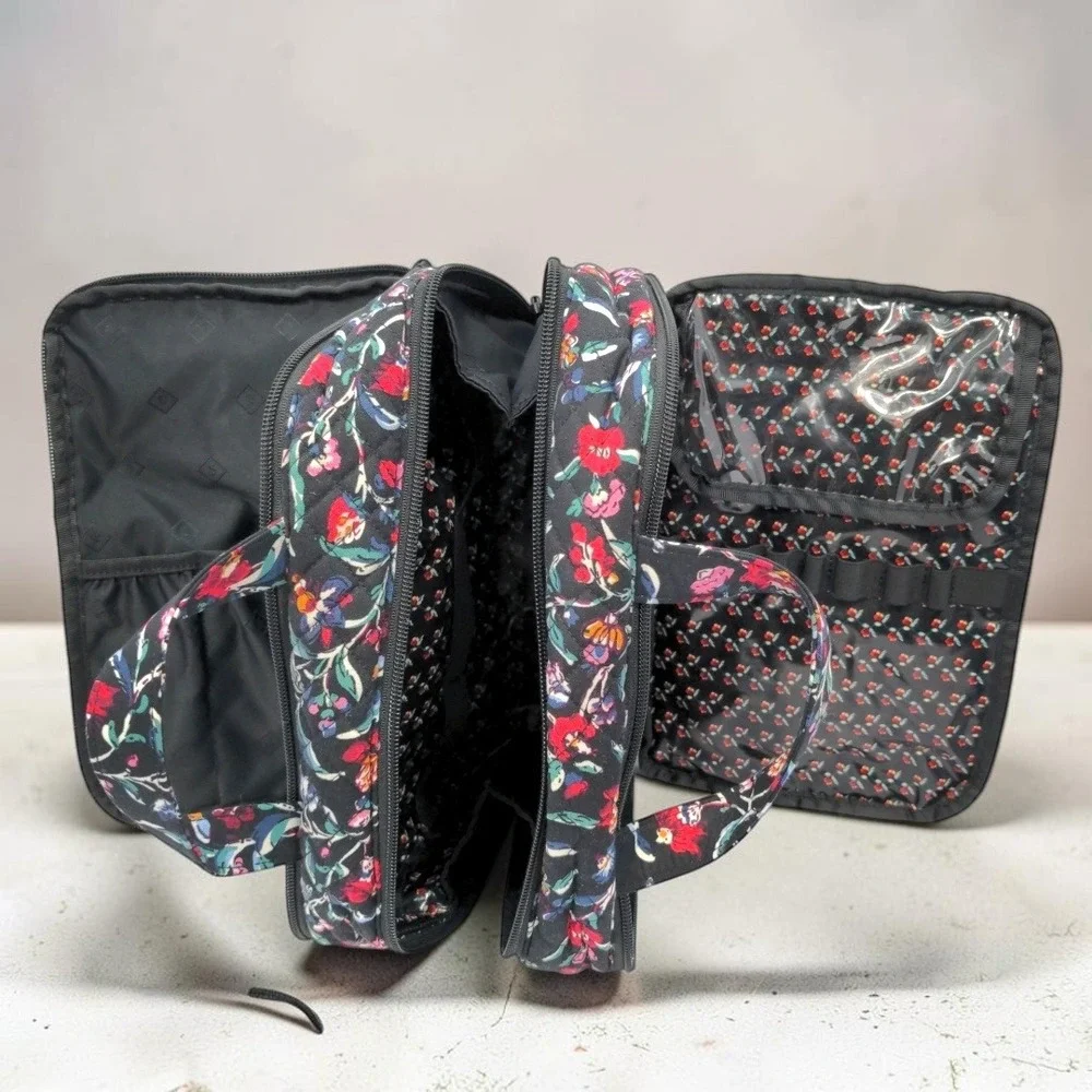 Vera Bradley Ultimate Travel Case Cosmetic Organizer Bag Perennials Noir Floral